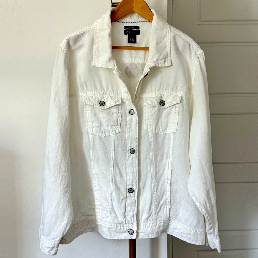 Women's Plus Size White Button Front Linen Jacket Sz 3X Resortwear‎ Lagom Scandi